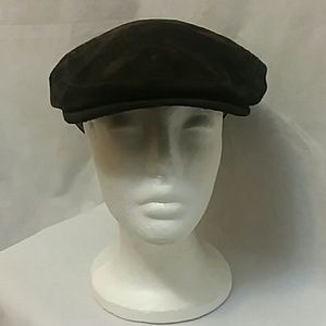 Stefanel Mens Size 56 Medium Cap Brown 100% Suede Hat Cabbie